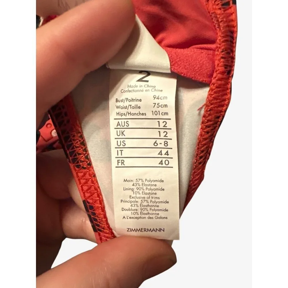 Zimmermann Red Leopard Print Swim Top IT 44 US 6-8 Premium Italian Fabric $179 - Picture 8 of 10